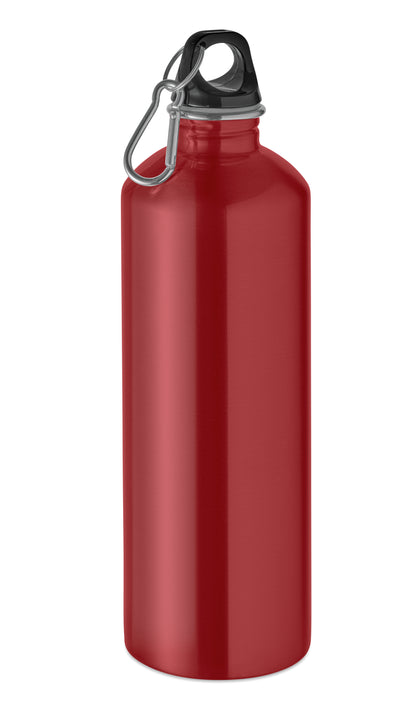 Einwandige Flasche (90% recycelter Edelstahl und 10% Edelstahl) mit PP-Deckel und Karabiner.