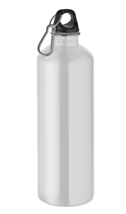 Einwandige Flasche (90% recycelter Edelstahl und 10% Edelstahl) mit PP-Deckel und Karabiner.