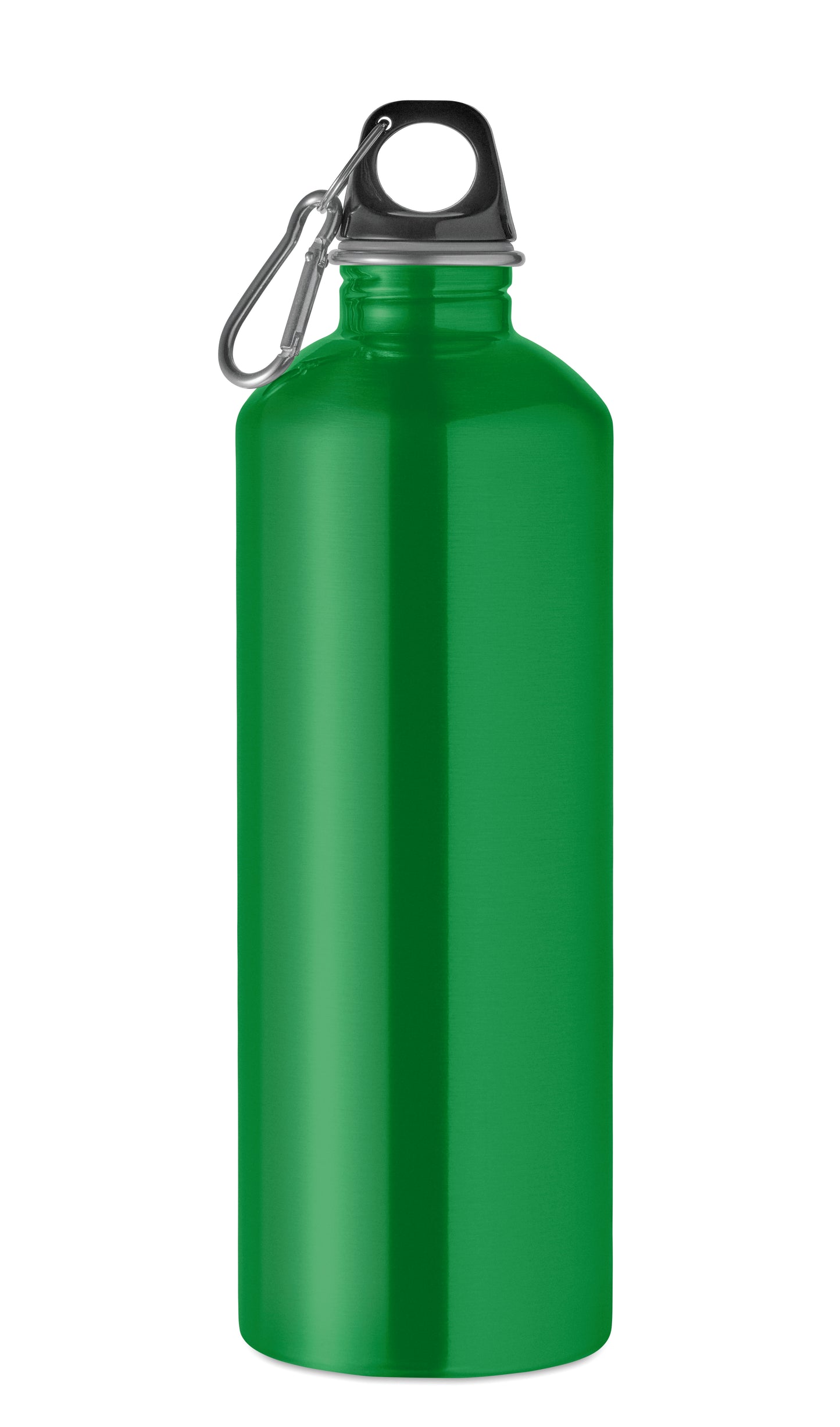 Einwandige Flasche (90% recycelter Edelstahl und 10% Edelstahl) mit PP-Deckel und Karabiner.