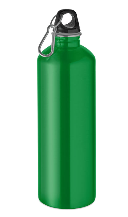 Einwandige Flasche (90% recycelter Edelstahl und 10% Edelstahl) mit PP-Deckel und Karabiner.