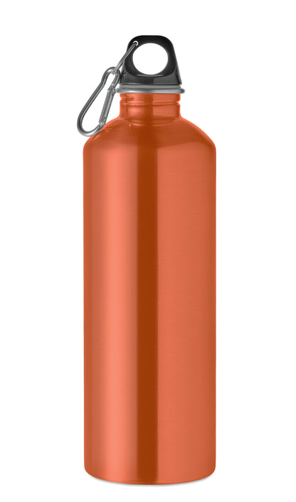 Einwandige Flasche (90% recycelter Edelstahl und 10% Edelstahl) mit PP-Deckel und Karabiner.