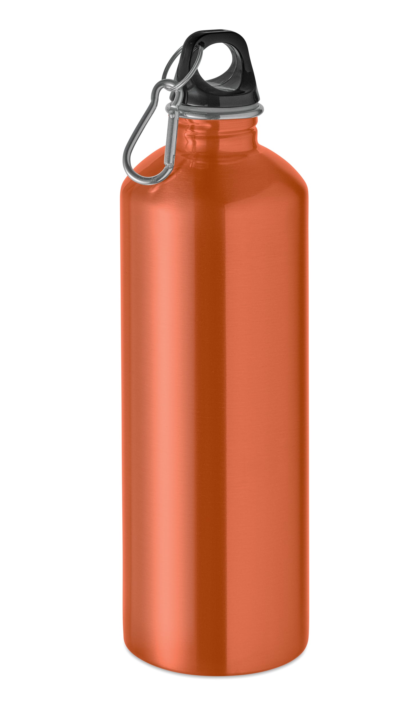 Einwandige Flasche (90% recycelter Edelstahl und 10% Edelstahl) mit PP-Deckel und Karabiner.