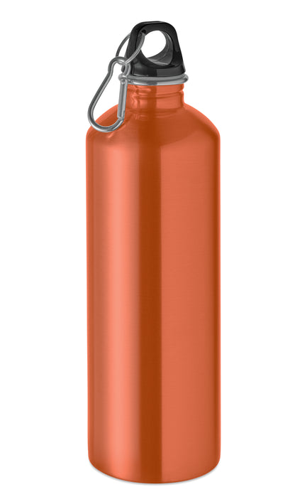 Einwandige Flasche (90% recycelter Edelstahl und 10% Edelstahl) mit PP-Deckel und Karabiner.