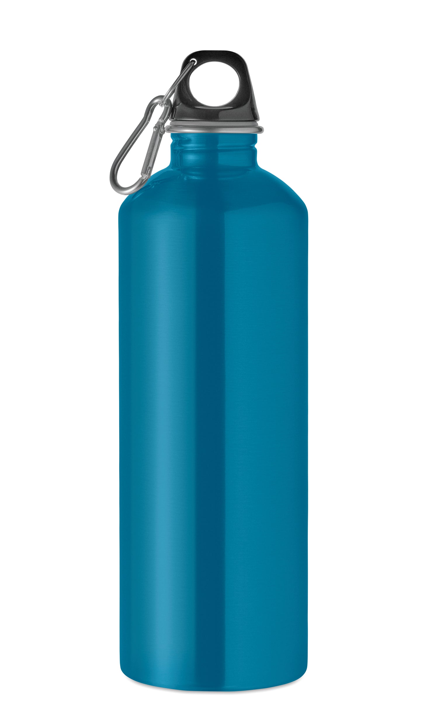 Einwandige Flasche (90% recycelter Edelstahl und 10% Edelstahl) mit PP-Deckel und Karabiner.
