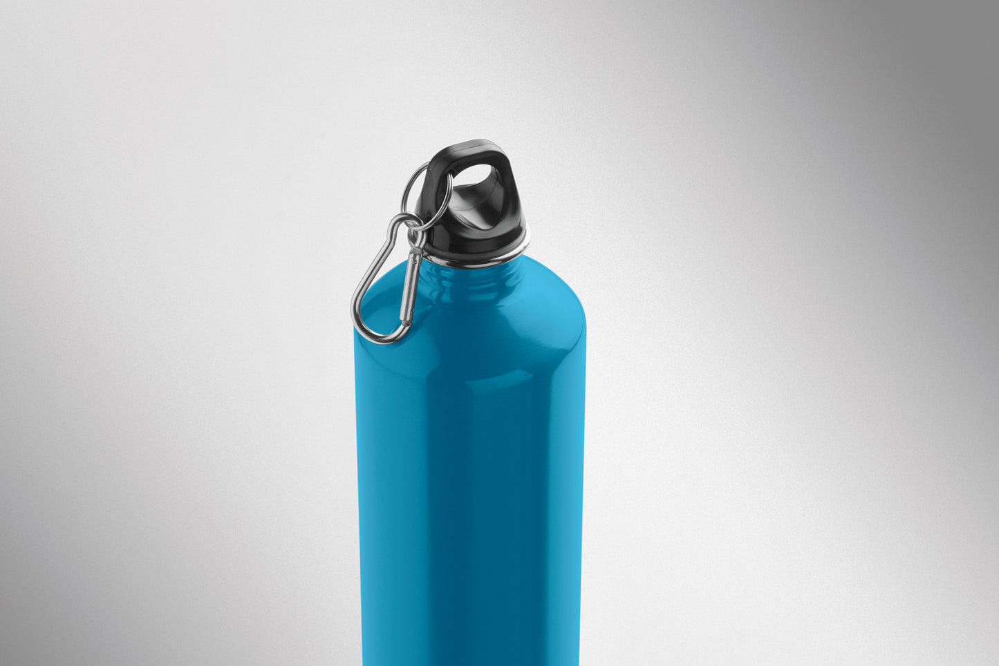 Einwandige Flasche (90% recycelter Edelstahl und 10% Edelstahl) mit PP-Deckel und Karabiner.