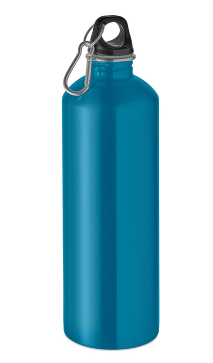 Einwandige Flasche (90% recycelter Edelstahl und 10% Edelstahl) mit PP-Deckel und Karabiner.