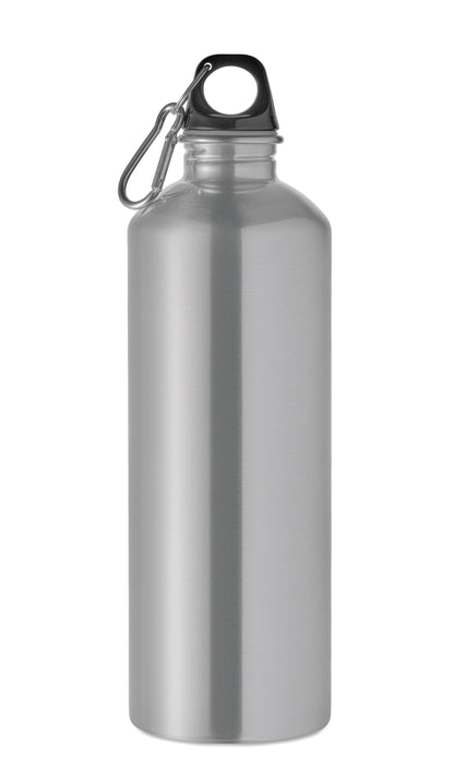 Einwandige Flasche (90% recycelter Edelstahl und 10% Edelstahl) mit PP-Deckel und Karabiner.