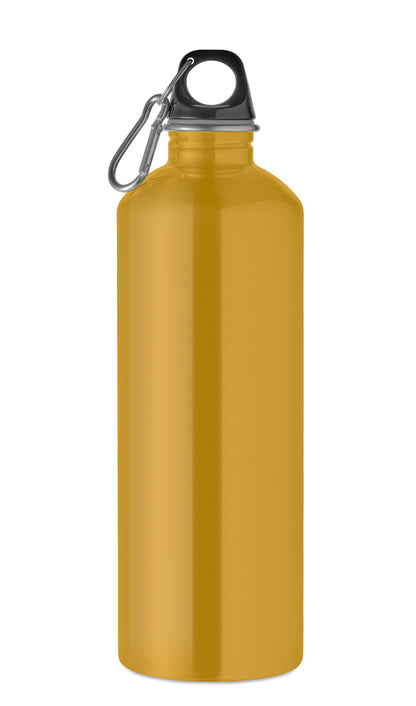 Einwandige Flasche (90% recycelter Edelstahl und 10% Edelstahl) mit PP-Deckel und Karabiner.