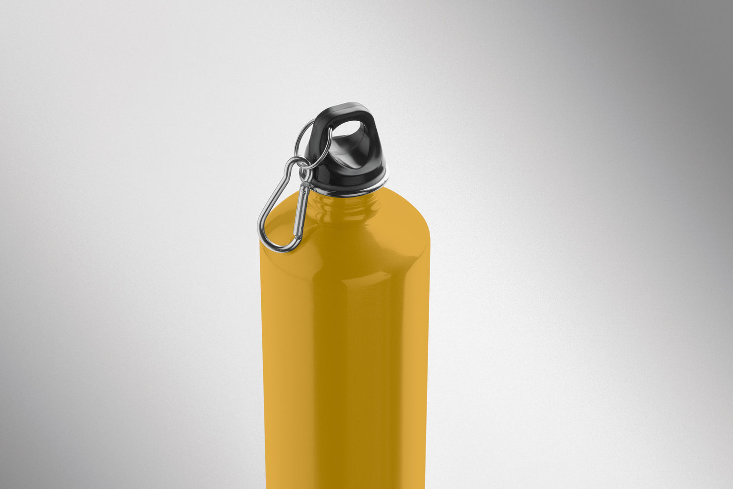 Einwandige Flasche (90% recycelter Edelstahl und 10% Edelstahl) mit PP-Deckel und Karabiner.