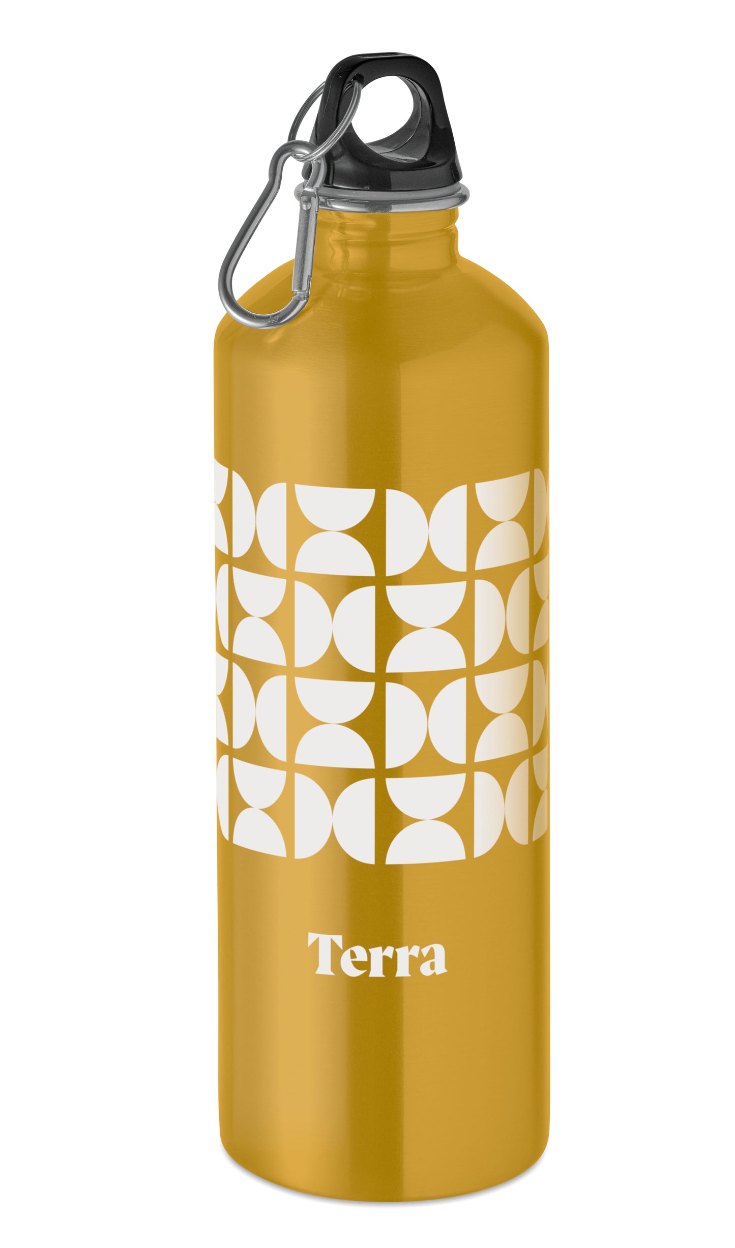 Einwandige Flasche (90% recycelter Edelstahl und 10% Edelstahl) mit PP-Deckel und Karabiner.