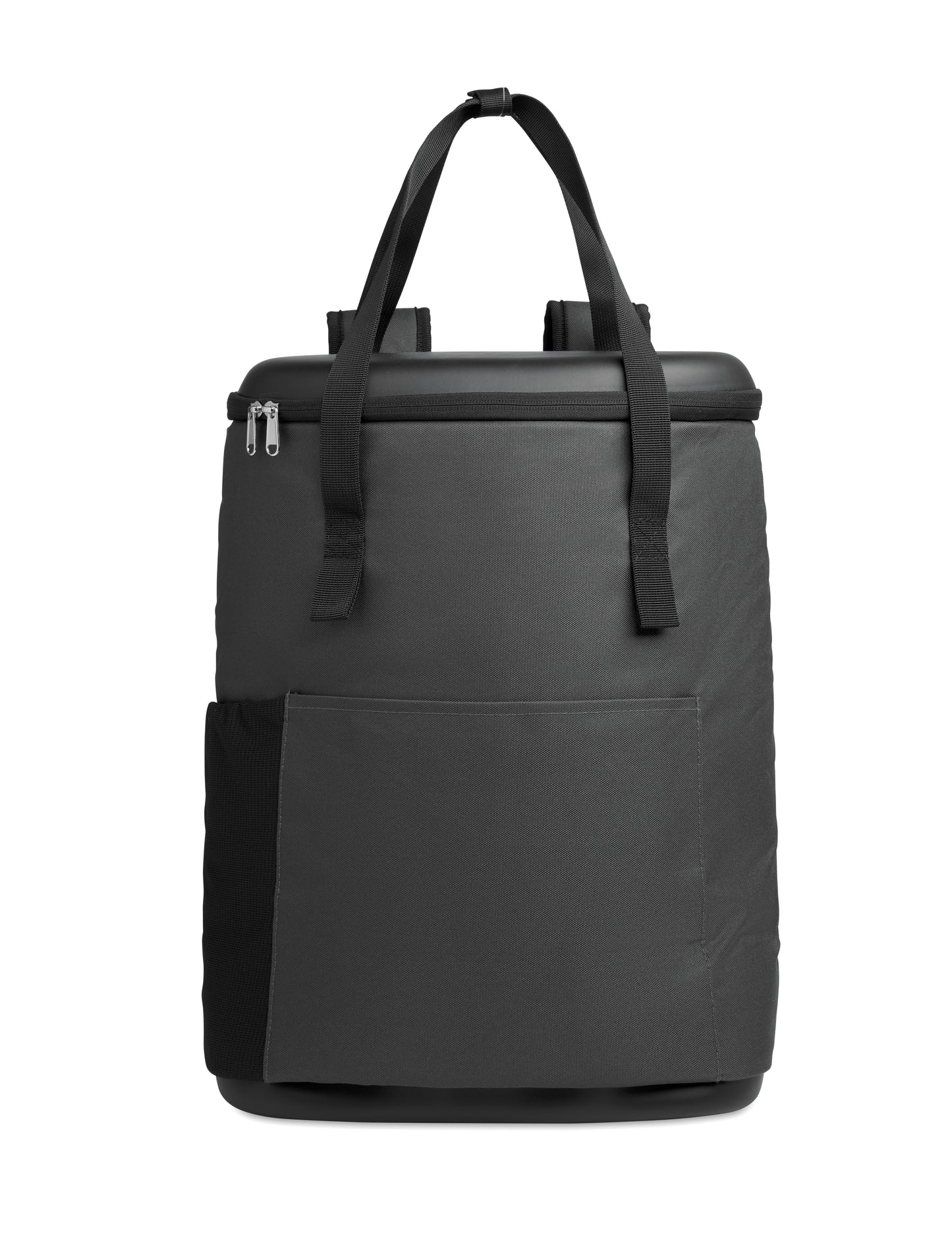Kühlrucksack aus wasserabweisendem 600D RPET mit PE-Schaumisolierung und PEVA-Futter. Geformter Deckel gepolsterter