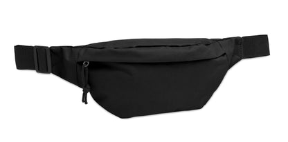 Gürteltasche aus 600D RPET-Polyester mit Reißverschluss-Hauptfach und verstecktem Reißverschlussfach auf der Rückseite.