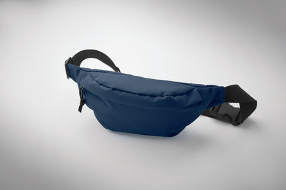 Gürteltasche aus 600D RPET-Polyester mit Reißverschluss-Hauptfach und verstecktem Reißverschlussfach auf der Rückseite.