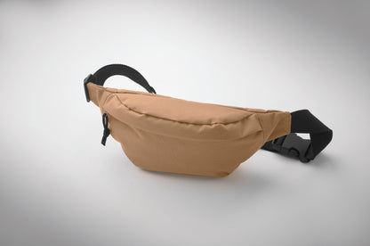 Gürteltasche aus 600D RPET-Polyester mit Reißverschluss-Hauptfach und verstecktem Reißverschlussfach auf der Rückseite.