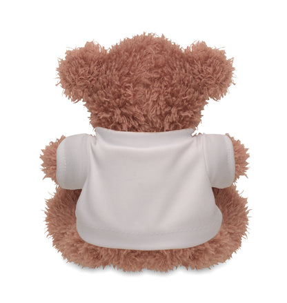 Teddybär aus Polyester gekleidet als Arzt mit bedrucktem weißem T-Shirt. Augen Nase