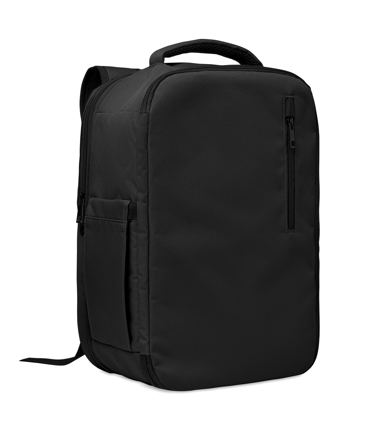 Erweiterbarer Rucksack in Kabinengröße aus 600D RPET-Polyester. 180°-Öffnung. Hauptfach mit zwei Fächern