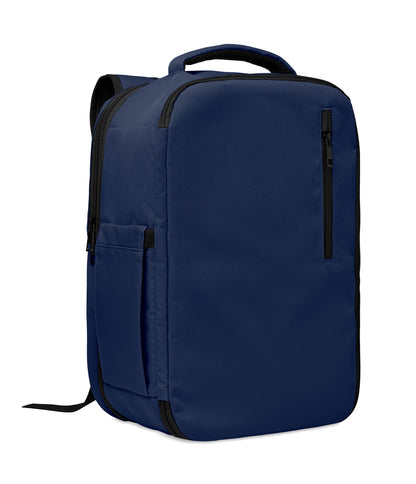 Erweiterbarer Rucksack in Kabinengröße aus 600D RPET-Polyester. 180°-Öffnung. Hauptfach mit zwei Fächern