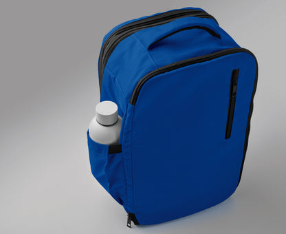 Erweiterbarer Rucksack in Kabinengröße aus 600D RPET-Polyester. 180°-Öffnung. Hauptfach mit zwei Fächern