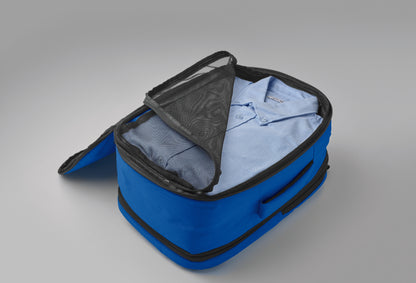 Erweiterbarer Rucksack in Kabinengröße aus 600D RPET-Polyester. 180°-Öffnung. Hauptfach mit zwei Fächern