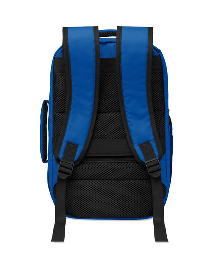 Erweiterbarer Rucksack in Kabinengröße aus 600D RPET-Polyester. 180°-Öffnung. Hauptfach mit zwei Fächern