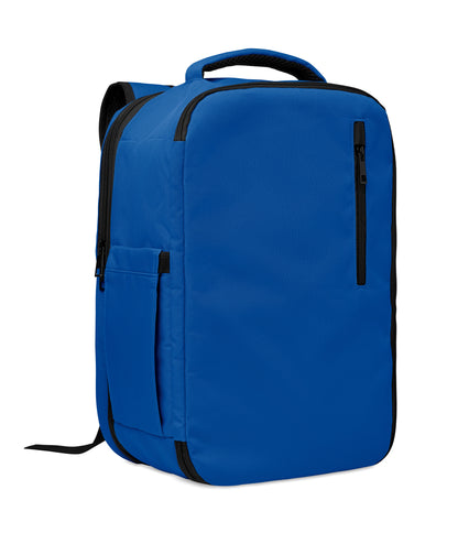 Erweiterbarer Rucksack in Kabinengröße aus 600D RPET-Polyester. 180°-Öffnung. Hauptfach mit zwei Fächern