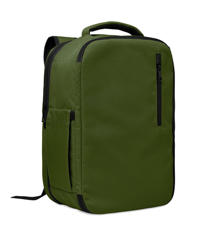 Erweiterbarer Rucksack in Kabinengröße aus 600D RPET-Polyester. 180°-Öffnung. Hauptfach mit zwei Fächern