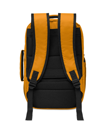 Erweiterbarer Rucksack in Kabinengröße aus 600D RPET-Polyester. 180°-Öffnung. Hauptfach mit zwei Fächern