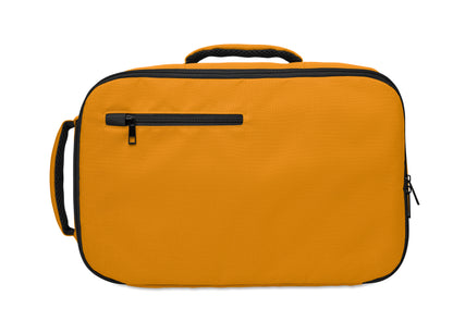 Erweiterbarer Rucksack in Kabinengröße aus 600D RPET-Polyester. 180°-Öffnung. Hauptfach mit zwei Fächern