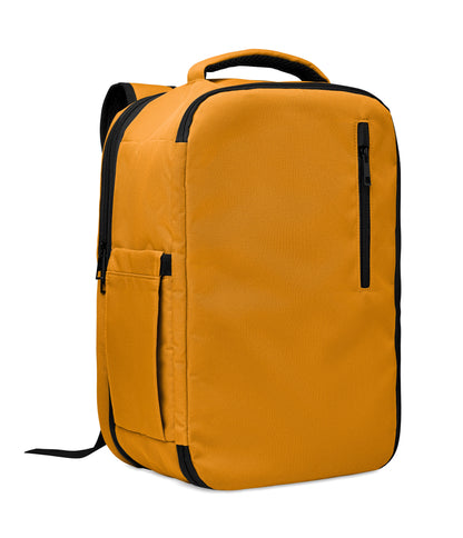 Erweiterbarer Rucksack in Kabinengröße aus 600D RPET-Polyester. 180°-Öffnung. Hauptfach mit zwei Fächern