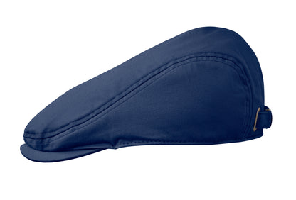 Flache Newsboy-Kappe aus 235 g/m² Baumwolle mit Metallverschluss.
