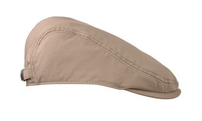 Flache Newsboy-Kappe aus 235 g/m² Baumwolle mit Metallverschluss.