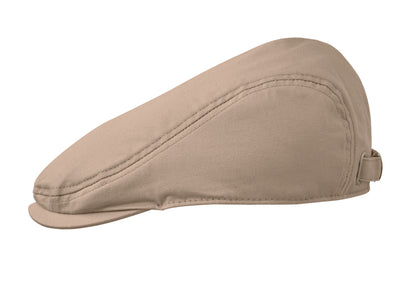 Flache Newsboy-Kappe aus 235 g/m² Baumwolle mit Metallverschluss.