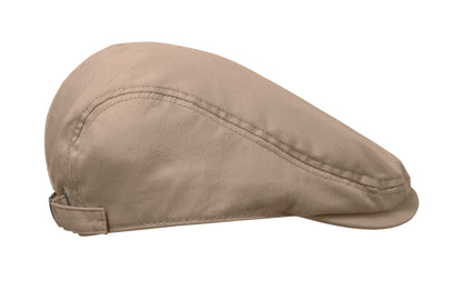 Flache Newsboy-Kappe aus 235 g/m² Baumwolle mit Metallverschluss.
