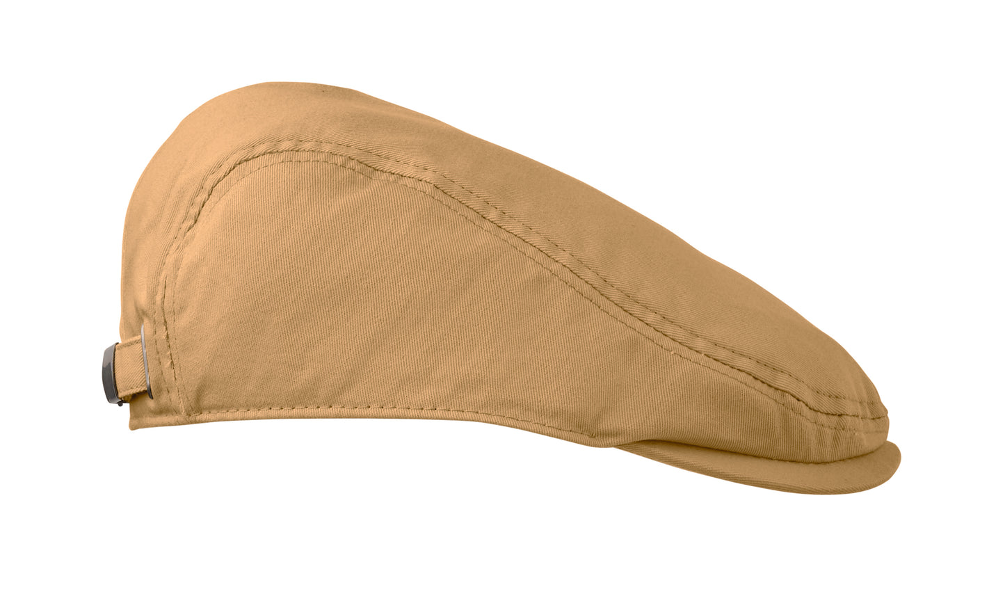 Flache Newsboy-Kappe aus 235 g/m² Baumwolle mit Metallverschluss.