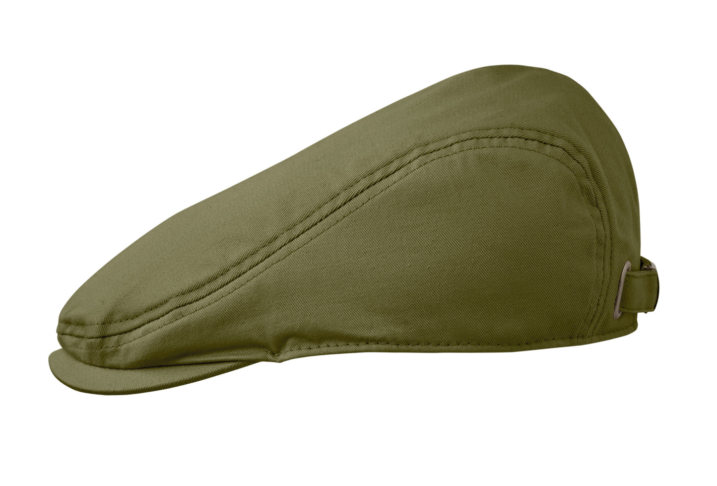 Flache Newsboy-Kappe aus 235 g/m² Baumwolle mit Metallverschluss.