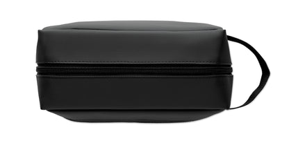 Kulturbeutel aus 600D RPET-Polyester mit Beschichtung aus PU und 210D RPET-Futter. Fronttasche