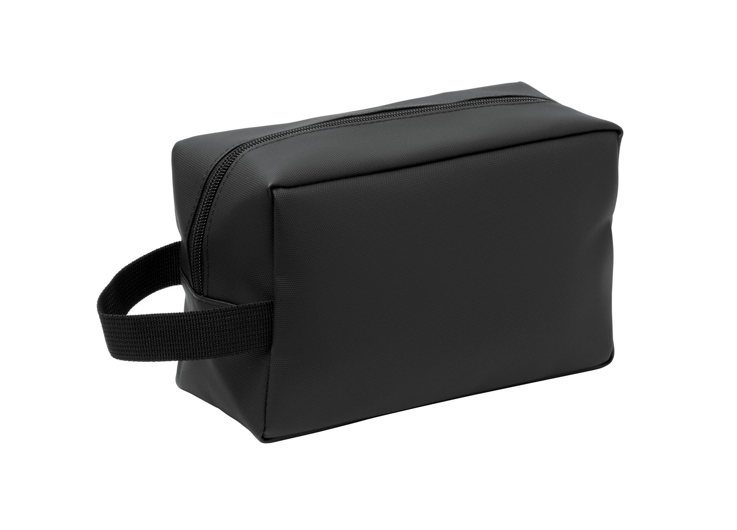 Kulturbeutel aus 600D RPET-Polyester mit Beschichtung aus PU und 210D RPET-Futter. Fronttasche