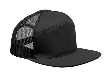 Kappe mit flachem Schirm. 7 Panels. Baumwoll-Twill 235 g/m² mit Polyester-Mesh-Rückseite und