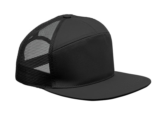 Kappe mit flachem Schirm. 7 Panels. Baumwoll-Twill 235 g/m² mit Polyester-Mesh-Rückseite und