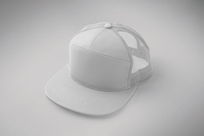 Kappe mit flachem Schirm. 7 Panels. Baumwoll-Twill 235 g/m² mit Polyester-Mesh-Rückseite und