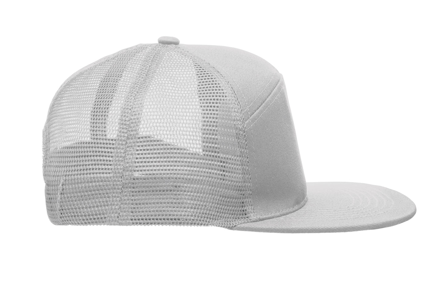 Kappe mit flachem Schirm. 7 Panels. Baumwoll-Twill 235 g/m² mit Polyester-Mesh-Rückseite und