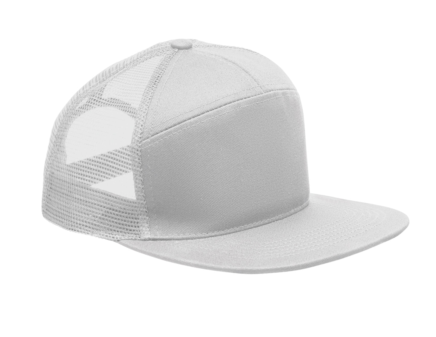 Kappe mit flachem Schirm. 7 Panels. Baumwoll-Twill 235 g/m² mit Polyester-Mesh-Rückseite und