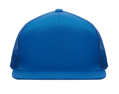 Kappe mit flachem Schirm. 7 Panels. Baumwoll-Twill 235 g/m² mit Polyester-Mesh-Rückseite und