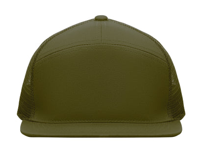 Kappe mit flachem Schirm. 7 Panels. Baumwoll-Twill 235 g/m² mit Polyester-Mesh-Rückseite und
