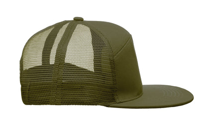 Kappe mit flachem Schirm. 7 Panels. Baumwoll-Twill 235 g/m² mit Polyester-Mesh-Rückseite und