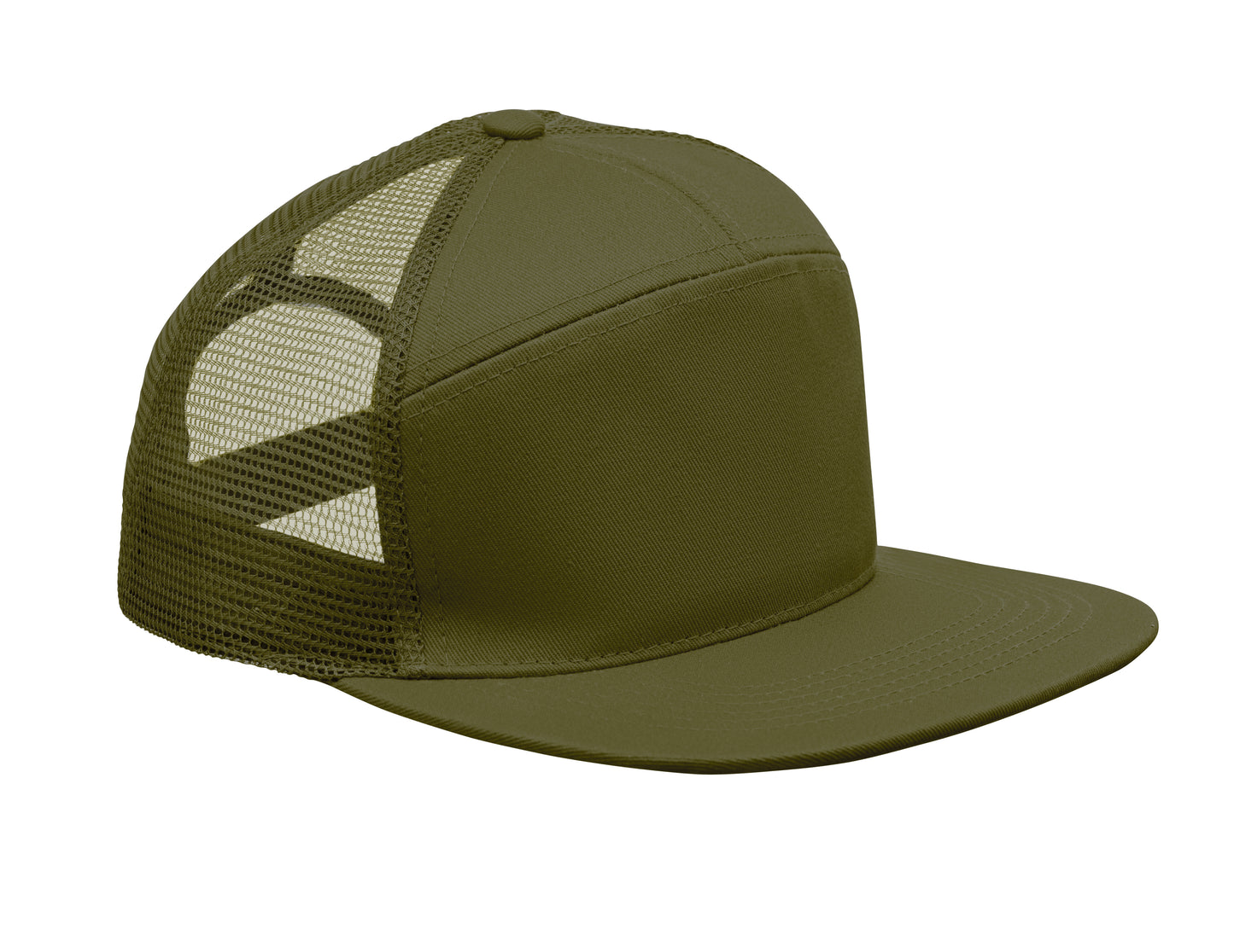 Kappe mit flachem Schirm. 7 Panels. Baumwoll-Twill 235 g/m² mit Polyester-Mesh-Rückseite und