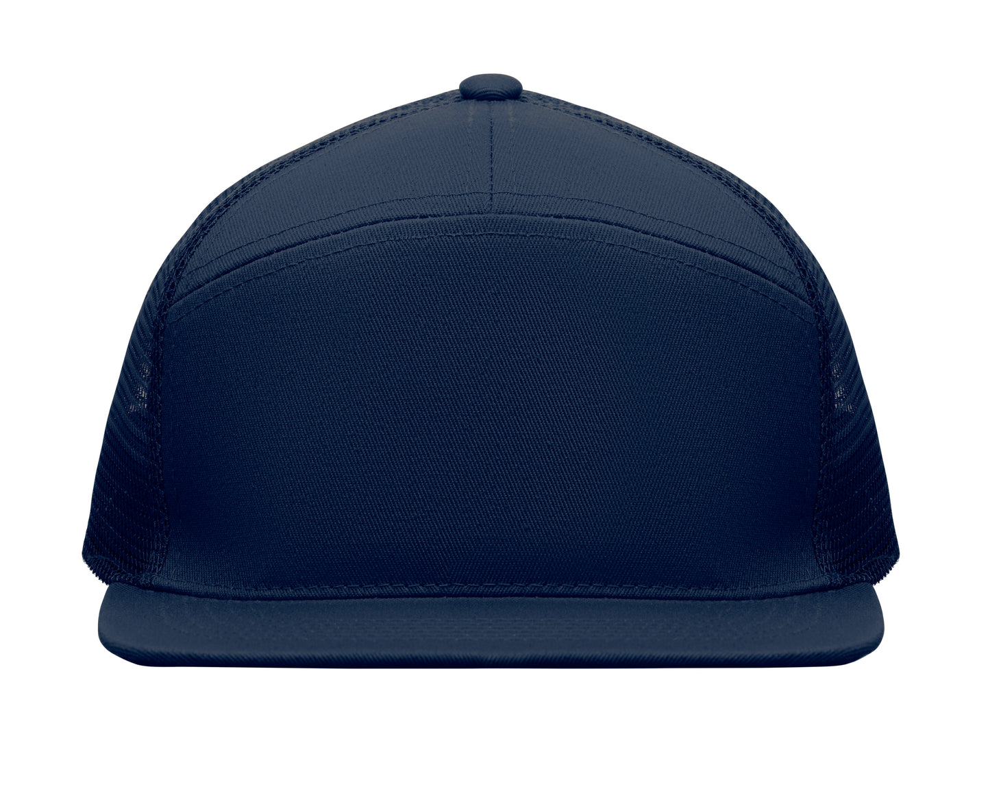 Kappe mit flachem Schirm. 7 Panels. Baumwoll-Twill 235 g/m² mit Polyester-Mesh-Rückseite und