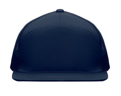 Kappe mit flachem Schirm. 7 Panels. Baumwoll-Twill 235 g/m² mit Polyester-Mesh-Rückseite und
