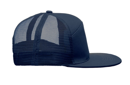 Kappe mit flachem Schirm. 7 Panels. Baumwoll-Twill 235 g/m² mit Polyester-Mesh-Rückseite und