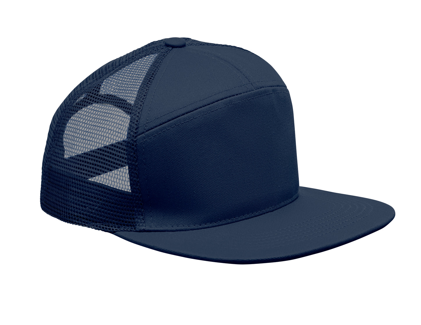Kappe mit flachem Schirm. 7 Panels. Baumwoll-Twill 235 g/m² mit Polyester-Mesh-Rückseite und